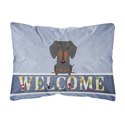 "Caroline's Treasures Dachshund Black Tan Welcome Canvas Fabric Decorative Pillow, 12 x 16, Multicolor"