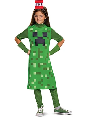 Girl's Minecraft Creeper Dress Costume