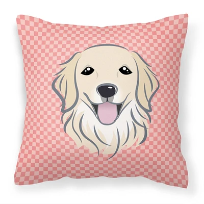 "Caroline's Treasures BB1205PW1818 Checkerboard Pink Golden Retriever Decorative Pillow, 18"" x 18"", Multicolor"