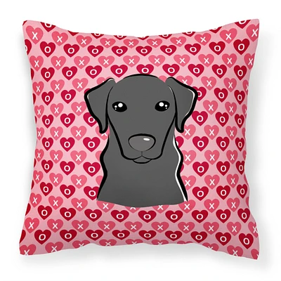 "Caroline's Treasures BB5305PW1818 Black Labrador Hearts Fabric Decorative Pillow, 18Hx18W"", Multicolor"