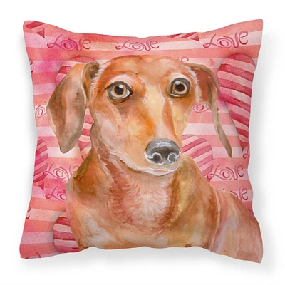"Caroline's Treasures BB9794PW1818 Red Dachshund Love Outdoor Canvas Pillow, Multicolor"
