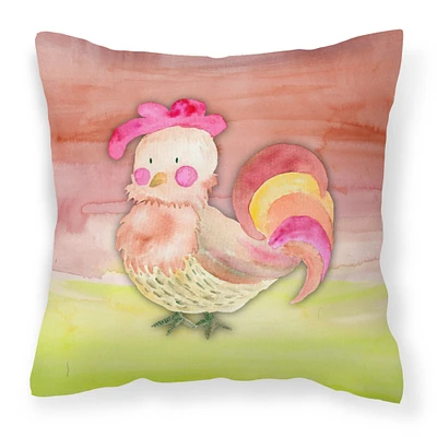 "Caroline's Treasures BB7417PW1414 Rooster Watercolor Outdoor Canvas Pillow, Multicolor"