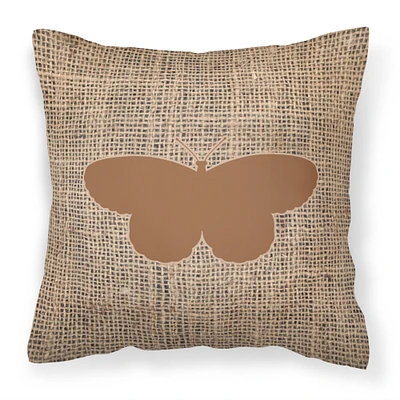 "Caroline's Treasures BB1052-BL-BN-PW1818 Butterfly Burlap & Brown Decorative Pillow, 18"" x 18"", Multicolor"