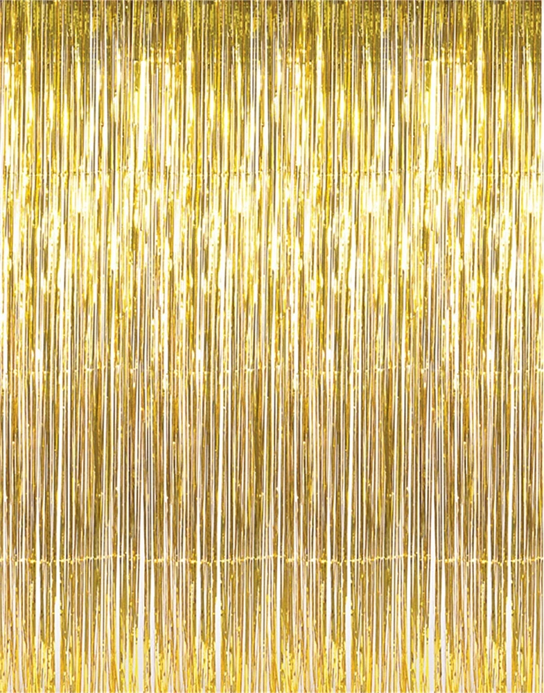 Shiny Gold Tinsel Foil Fringe Door Window 8'x3' Curtain Party Holiday Decoration