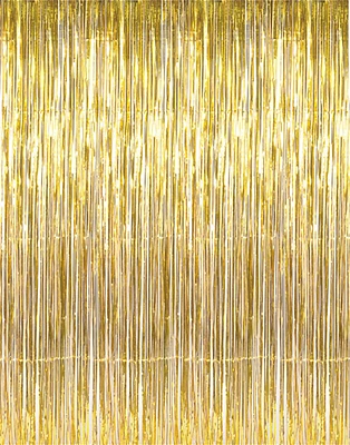 Shiny Gold Tinsel Foil Fringe Door Window 8'x3' Curtain Party Holiday Decoration