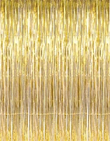 Shiny Gold Tinsel Foil Fringe Door Window 8'x3' Curtain Party Holiday Decoration