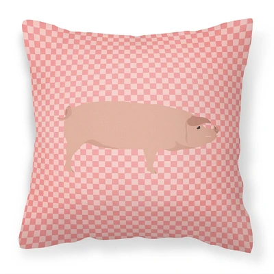 "Caroline's Treasures BB7932PW1414 American Landrace Pig Pink Check Outdoor Canvas Fabric Decorative Pillow, 14"" x 3"" x 14"""