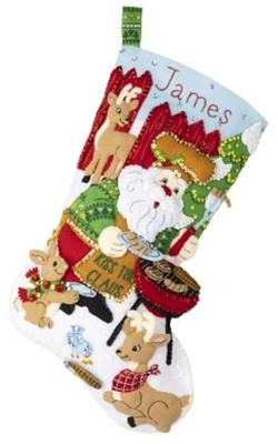 Bucilla Felt Stocking Applique Kit 18" Long-Grilling Santa
