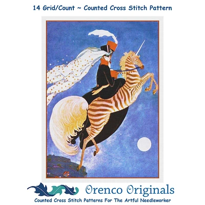 Art Deco Zebra Unicorn Vogue Cover Benito Counted Cross Stitch Pattern