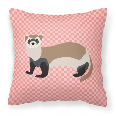 "Caroline's Treasures BB7878PW1818 Ferret Pink Check Outdoor Canvas Fabric Decorative Pillow, Multicolor"