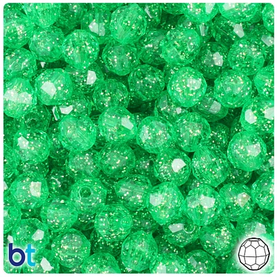 BeadTin Mint Sparkle 8mm Faceted Round Plastic Craft Beads (450pcs)