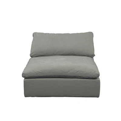 The Hamptons Collection 3-Pieces Gray Fabric Cloud Puff Sofa Sectional Modular Chair Square Slipcovers 44"
