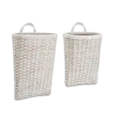 Diva At Home Set of 4 Ivory Hand Woven Baskets with Handle 21.5"