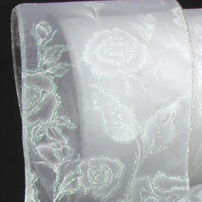 The Ribbon People White Wedding Rose Wired Craft Ribbon 2" x 20 Yards