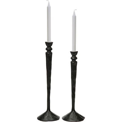 Signature Home Collection Set of 2 Black Traditional Candle Holders 17"