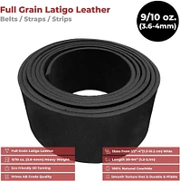 ELW 9-10 oz (3.6-4mm) Latigo Leather Straps Belt Grade 50" Cowhide Strips Heavy Duty Holsters, Sheathes, Harness, Saddle, Armor