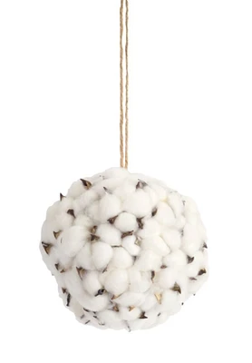 Contemporary Home Living 6ct White and Brown Cotton Orb Christmas Ball Ornaments 6" (150mm)