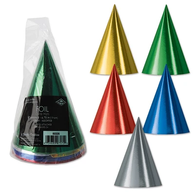 Party Central Club Pack of 96 Vibrantly Colored Assortments Birthday Party Cone Hats 6.75"