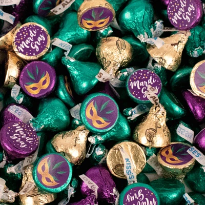 324ct Mardi Gras Stickers for Hershey's Kisses Candy (324ct) Party Favor Decorations - By Just Candy