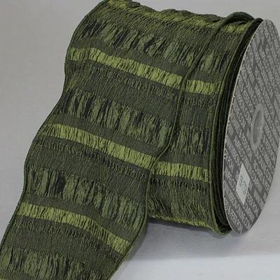 The Ribbon People Hunter Green Miakaa Edge Striped Wired Craft Ribbon 3.5" x 20 Yards