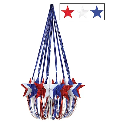 Beistle Pack of 6 Patriotic Metallic Stars 4th of July Chandelier Hanging Decorations 35"