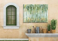 Outdoor Living and Style Green and Yellow Forest in Sage Outdoor Canvas Rectangular Wall Art Decor 30" x 40"