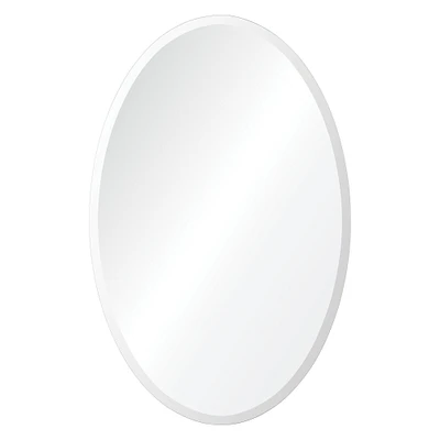 Signature Home Collection 28" Silver Glass Unframed Beveled Oval Wall Mirror