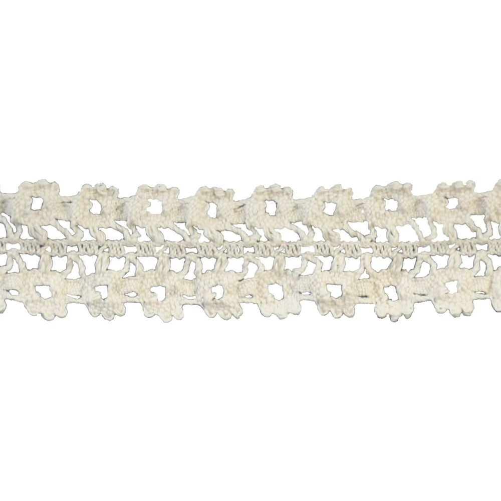 Belagio Cotton Lace Trim, 1.38" Wide, Floral Design, Ivory, 10-Yard Bolt