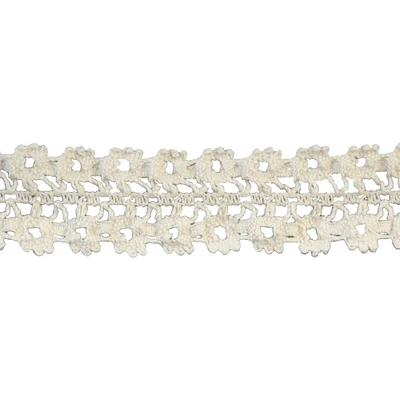 Belagio Cotton Lace Trim, 1.38" Wide, Floral Design, Ivory, 10-Yard Bolt