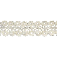 Belagio Cotton Lace Trim, 1.38" Wide, Floral Design, Ivory, 10-Yard Bolt