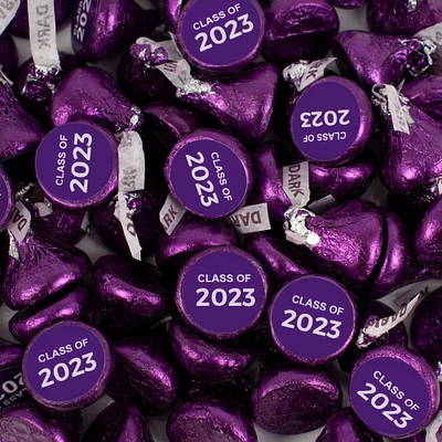 100 Pcs Purple Graduation Candy Hershey's Kisses Milk Chocolate (1lb, Approx. 100 Pcs)  - By Just Candy