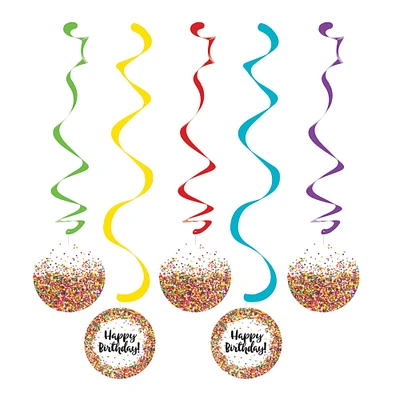Party Central Club Pack of 30 Multicolored "Happy Birthday" Dizzy Dangler Hanging Party Decorations 39"