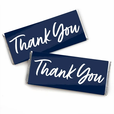 Big Dot of Happiness Navy Blue Elegantly Simple - Candy Bar Wrapper Guest Party Favors - Set of 24
