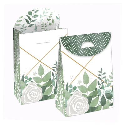 Big Dot of Happiness Boho Botanical - Greenery Gift Favor Bags - Party Goodie Boxes - Set of 12