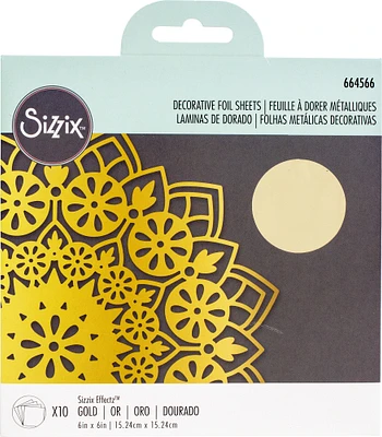 Sizzix Effectz Decorative Foil Sheets 6"X6" 10/Pkg-Gold