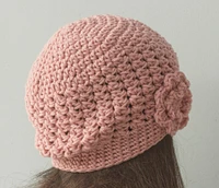 Hand Crochet Winter Beanie Hat with Flower for Women