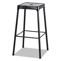 Safco Bar-Height Steel Stool, 29" Seat Height, Supports up to 250 lbs., Black Seat/Black Back, Black Base