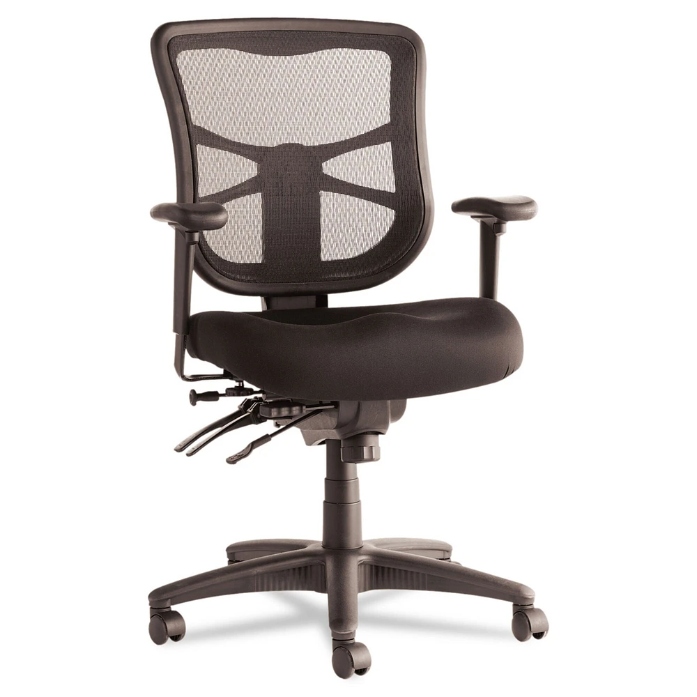 Alera Elusion Series Mesh Mid-Back Multifunction Chair, Supports up to 275 lbs, Black Seat/Black Back, Black Base