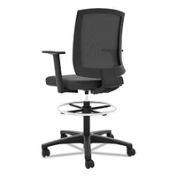 Hon VL515 Mid-Back Mesh Task Stool with Fixed Arms, Supports up to 250 lbs., Black Seat/Black Back, Black Base