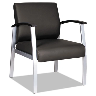 Alera metaLounge Series Mid-Back Guest Chair, 24.60'' x 26.96'' x 33.46'', Black Seat/Black Back, Silver Base
