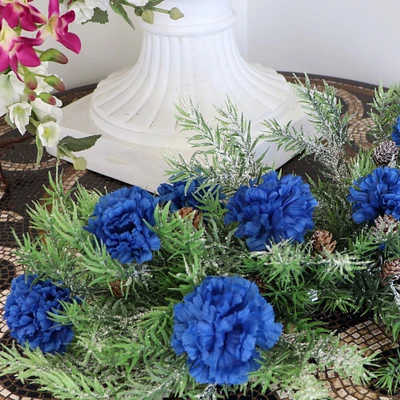 Artificial Carnation Picks, 5-Inch, 3.5" Wide, Box of 100, Realistic Silk Flowers, Flexible & Durable Stems, Royal Blue, Spring & Summer, Floral Picks, Parties & Events, Home & Office Decor
