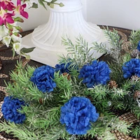 Artificial Carnation Picks, 5-Inch, 3.5" Wide, Box of 100, Realistic Silk Flowers, Flexible & Durable Stems, Royal Blue, Spring & Summer, Floral Picks, Parties & Events, Home & Office Decor