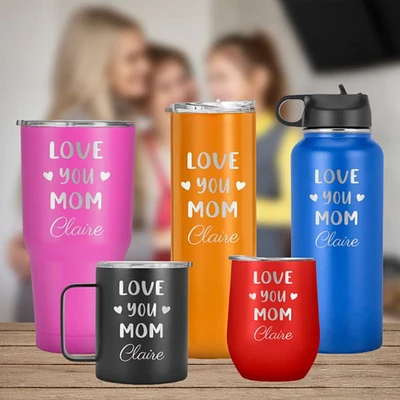 Engraved Love You Mom Tumbler, Mother's Day Gift, Stainless Steel Mug, Gift For Her, Travel Mug, Birthday Gift from Daughter Son