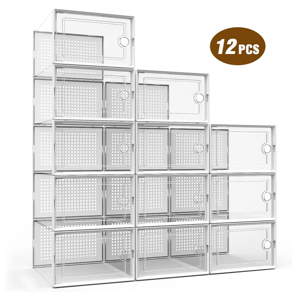 Foldable Stackable Transparent Shoe Box Storage Organizer