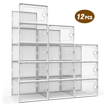 Foldable Stackable Transparent Shoe Box Storage Organizer