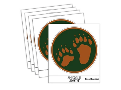 Bear Tracks Animal Paw Prints Waterproof Vinyl Phone Tablet Laptop Water Bottle Sticker Set - 5 Pack