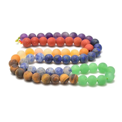 Reiki Healing 7 Chakras Yoga Gemstone Round Beads