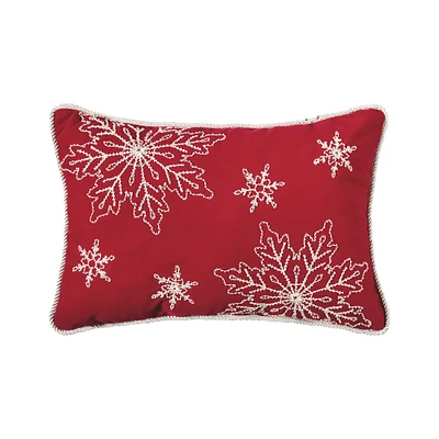 Snowy Holiday Beaded Pillow