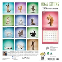 Yoga Kittens OFFICIAL | 2024 12 x 24 Inch Monthly Square Wall Calendar | Sticker Sheet | StarGifts | Animals Humor Cats Feline