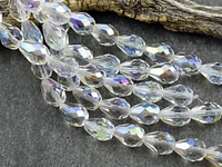 *16* 13x9mm Crystal AB Fire Polished Teardrop Beads